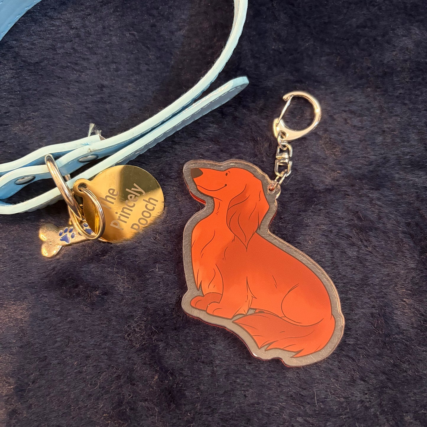 Red Long-Haired Dachshund Keyring | Dog Lover Gift