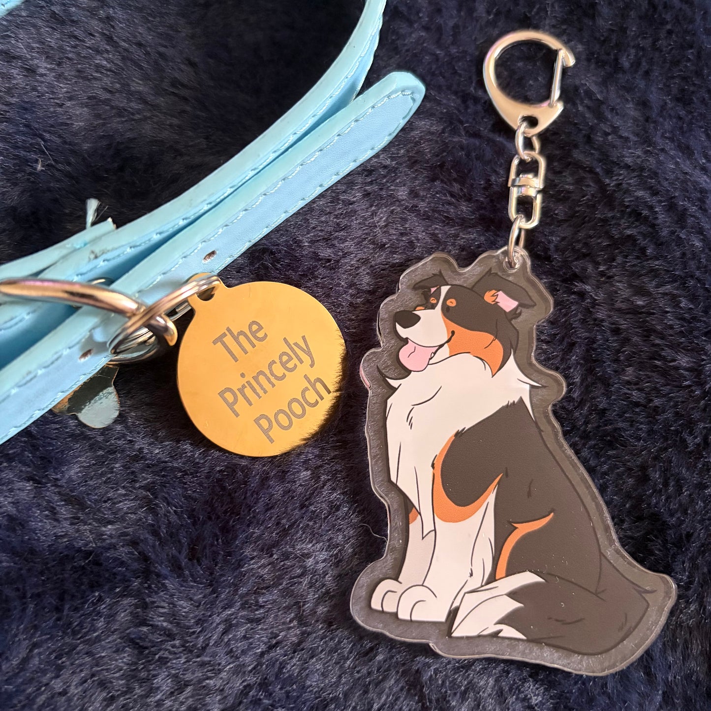 Black Tricolour Border Collie Keyring | Dog Lover Gift