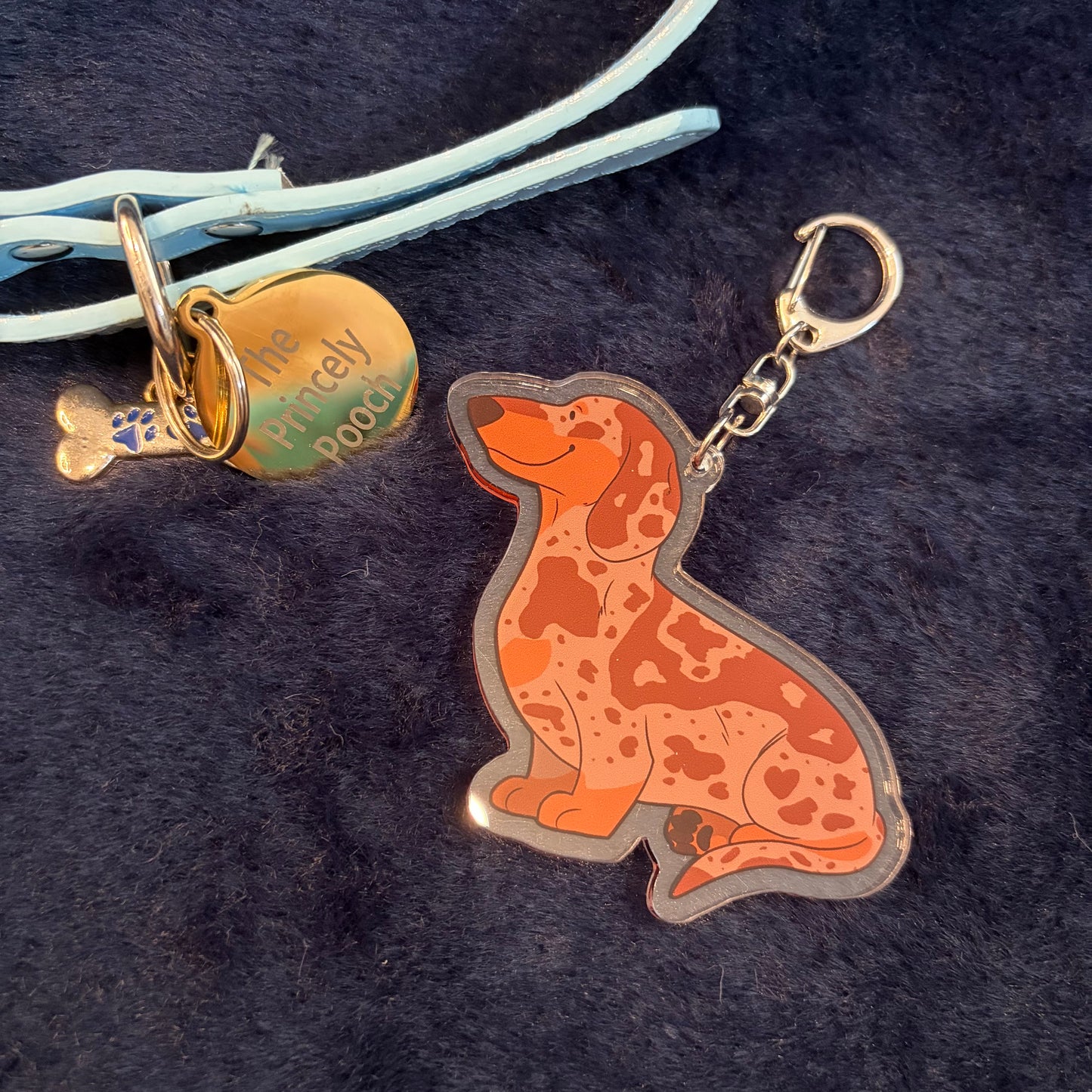 Red Dapple Short-Haired Dachshund Keyring | Dog Lover Gift