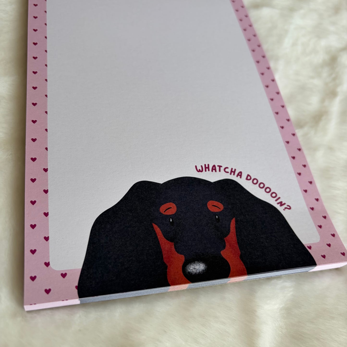 Whatcha Doin? Black & Tan Dachshund A5 Notepad | Dog Lover Gift
