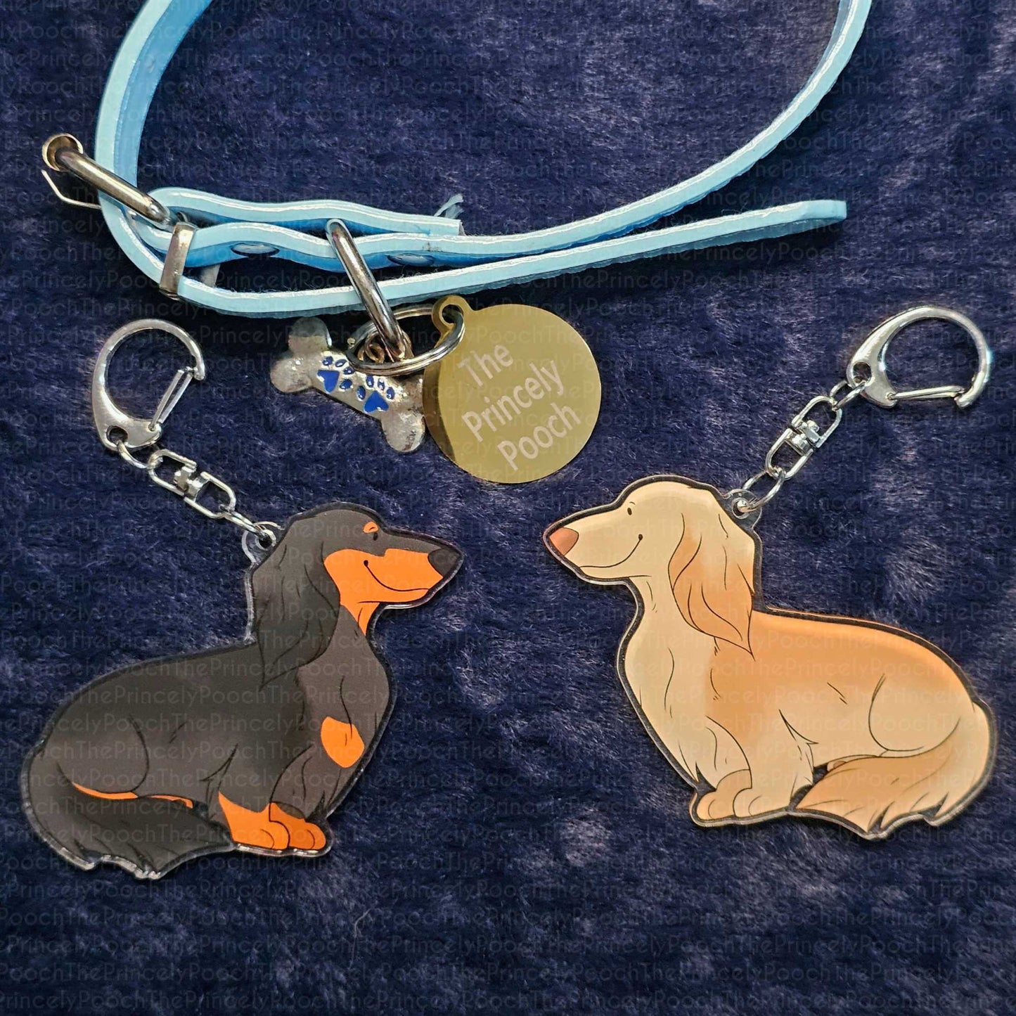 Cream Long-Haired Dachshund Keyring | Dog Lover Gift