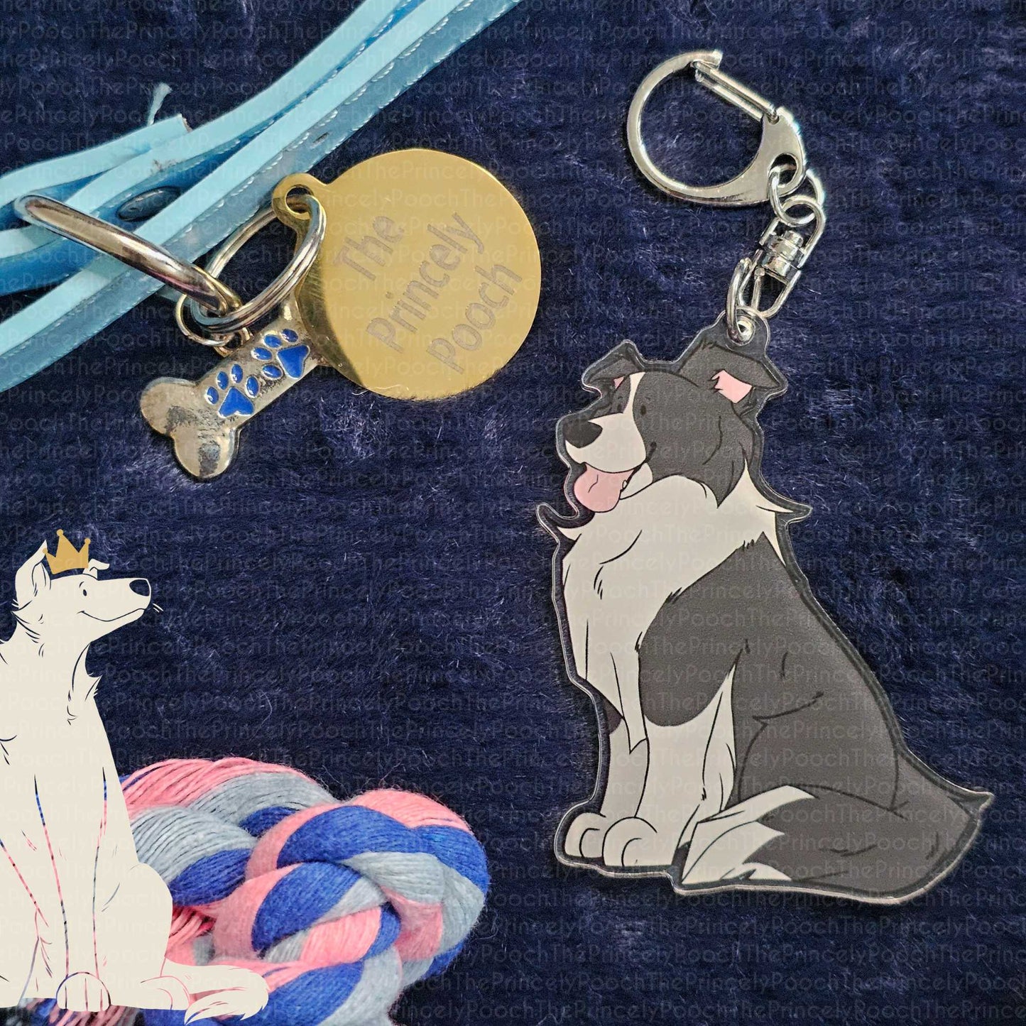 Black & White Border Collie Keyring | Dog Lover Gift