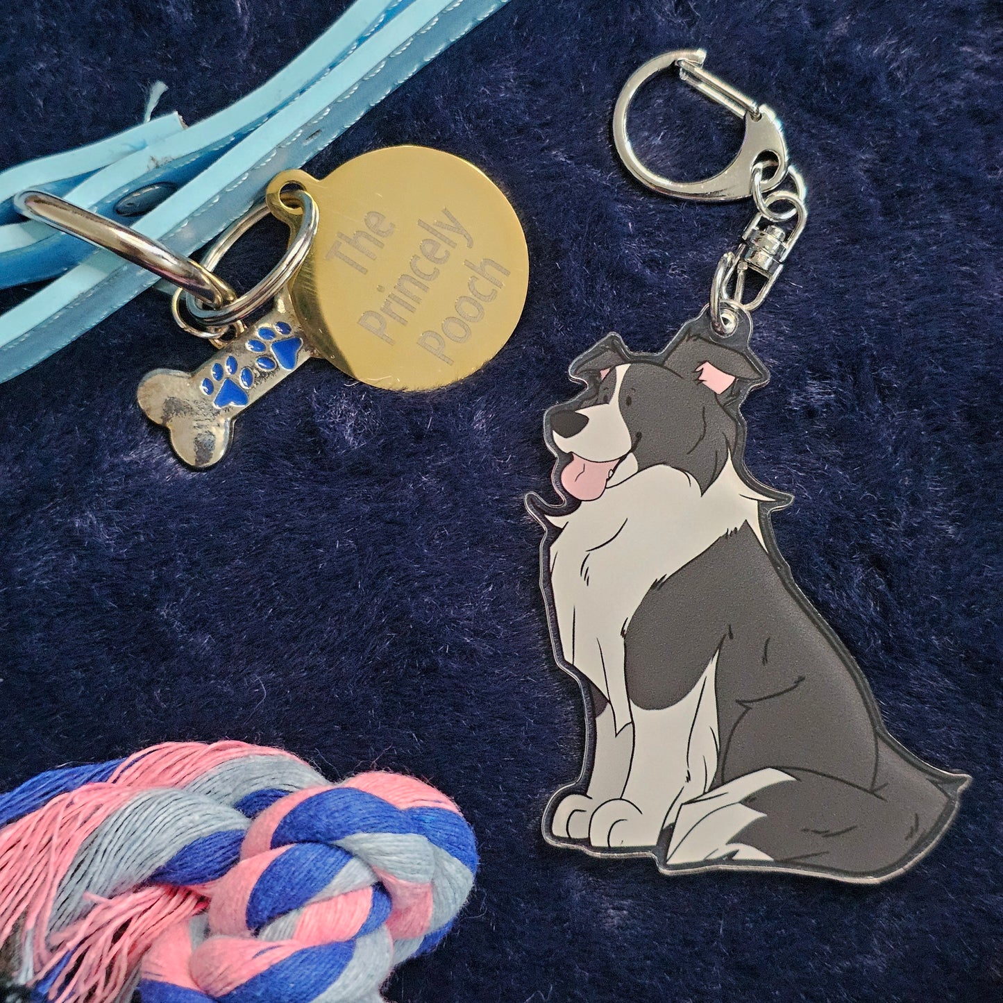 Black & White Border Collie Keyring | Dog Lover Gift