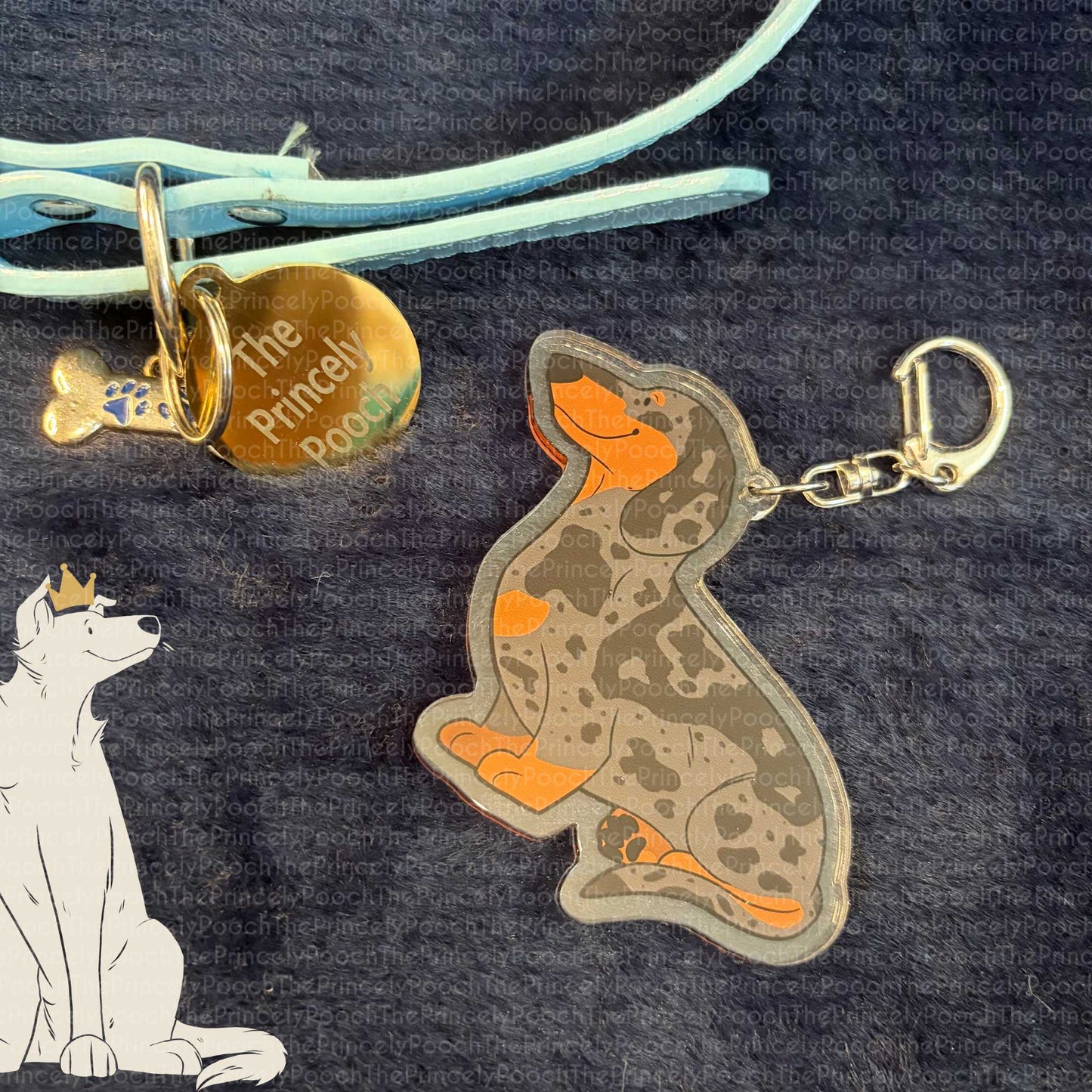 Blue Dapple Short-Haired Dachshund Keyring | Dog Lover Gift