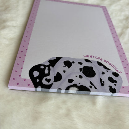 Whatcha Doin? Black Dalmatian A5 Notepad | Dog Lover Gift