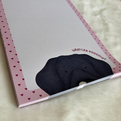 Whatcha Doin? Black Labrador A5 Notepad | Dog Lover Gift