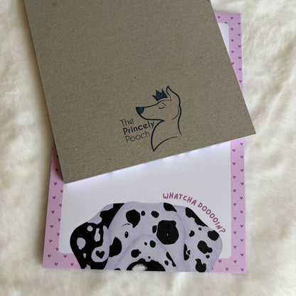 Whatcha Doin? Black Dalmatian A5 Notepad | Dog Lover Gift