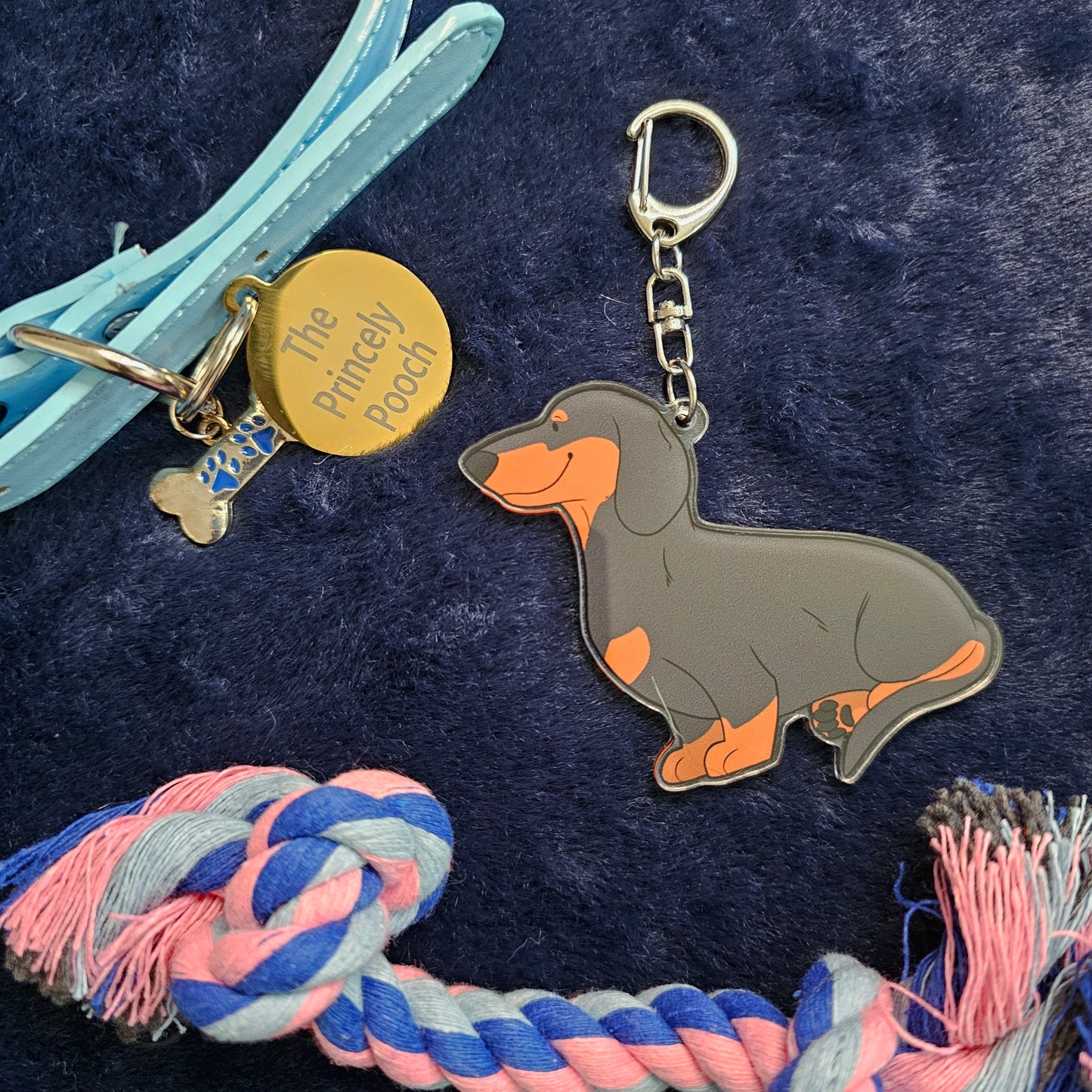 Black & Tan Short-Haired Dachshund Keyring | Dog Lover Gift