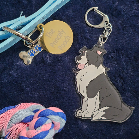 Black & White Border Collie Keyring | Dog Lover Gift